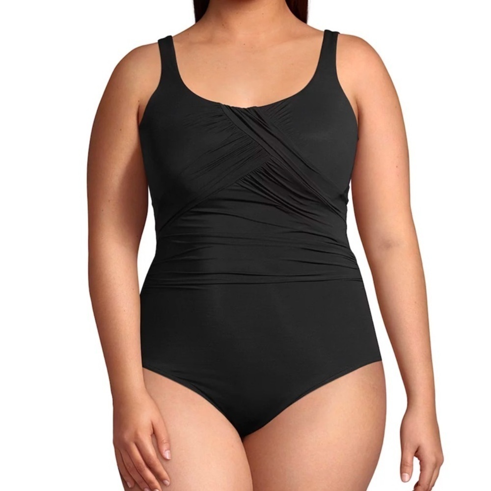 Lands End Black One Piece Swimsuit